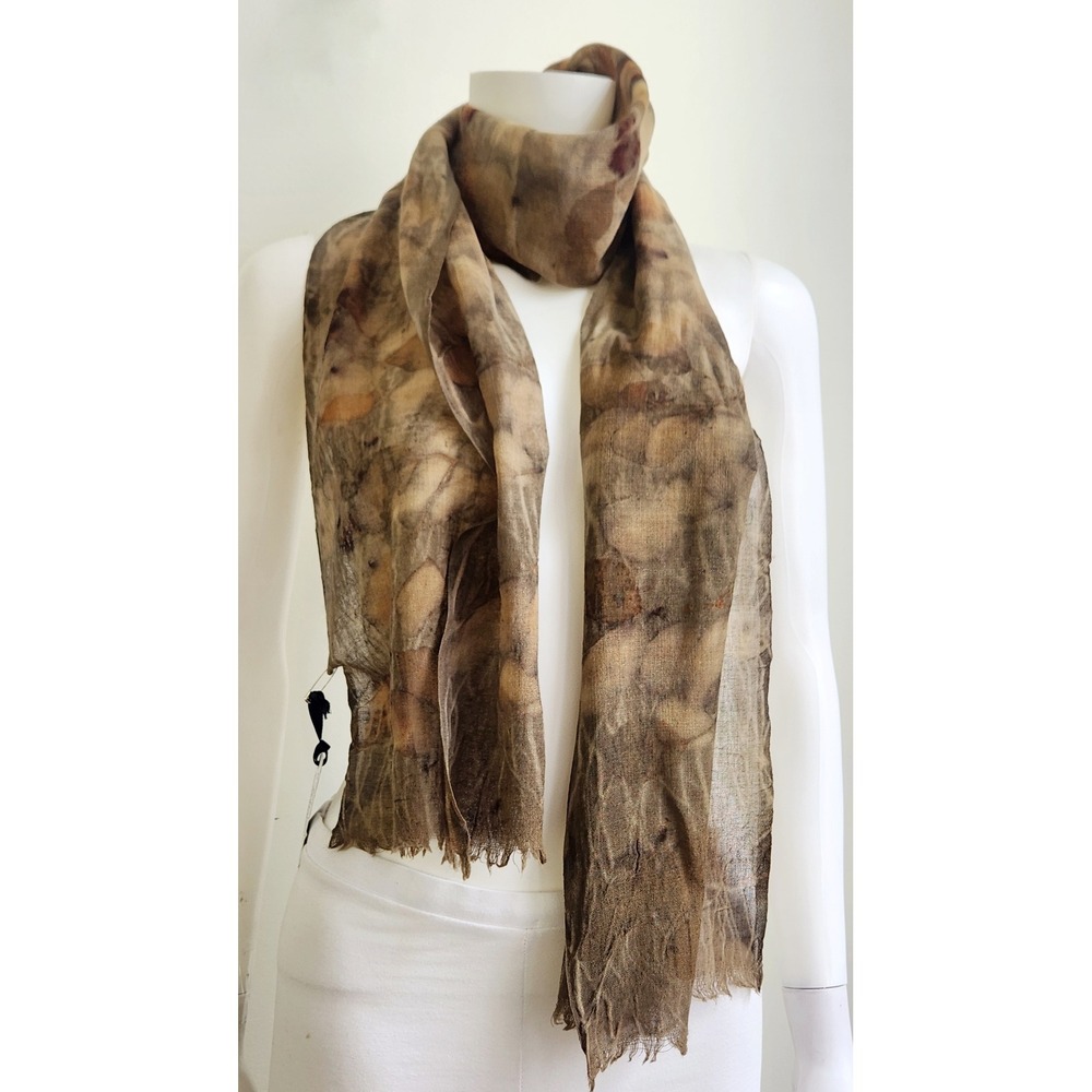 Dye Lab Scarf Women OS Brown Wool Gauze Eucalyptus Bundle Dye Botanical Earthy